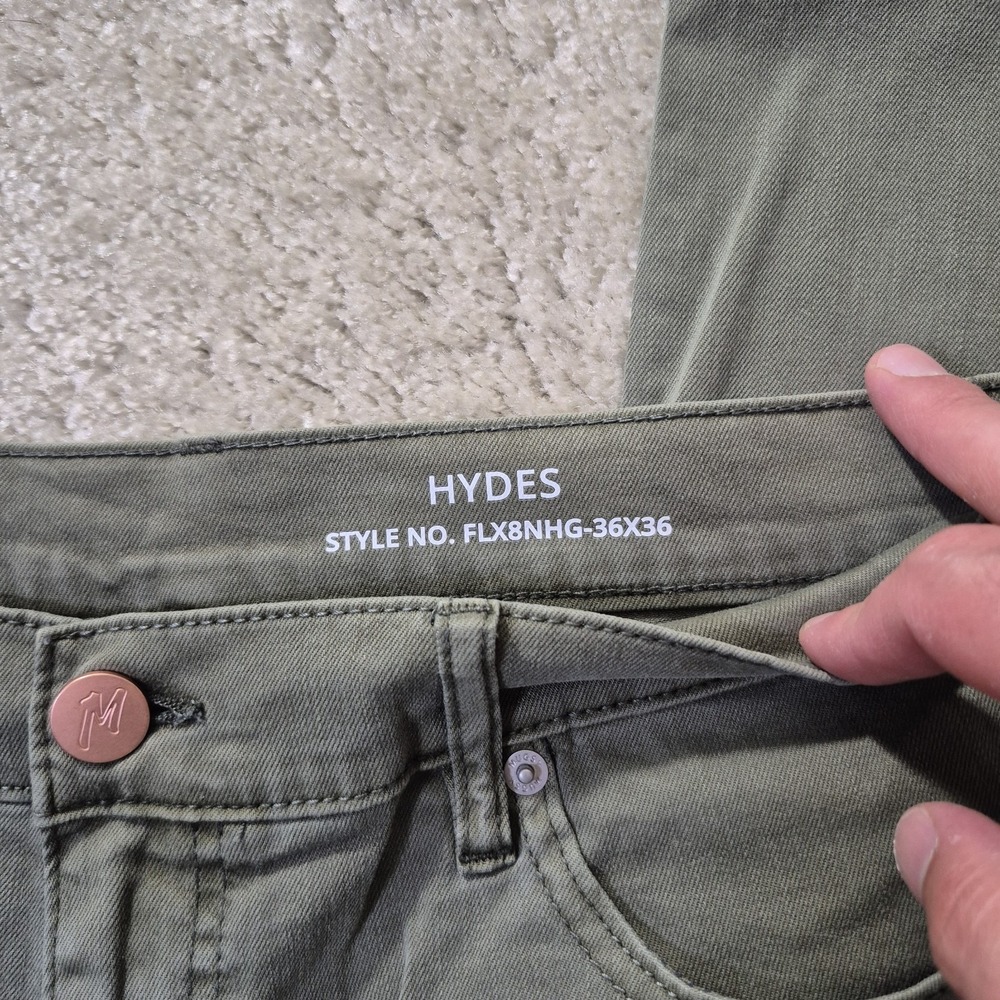 Mugsy Hydes Jeans Mens 36x36 Green Slim Straight Stretch Comfort Preppy Hipster - Picture 2 of 12